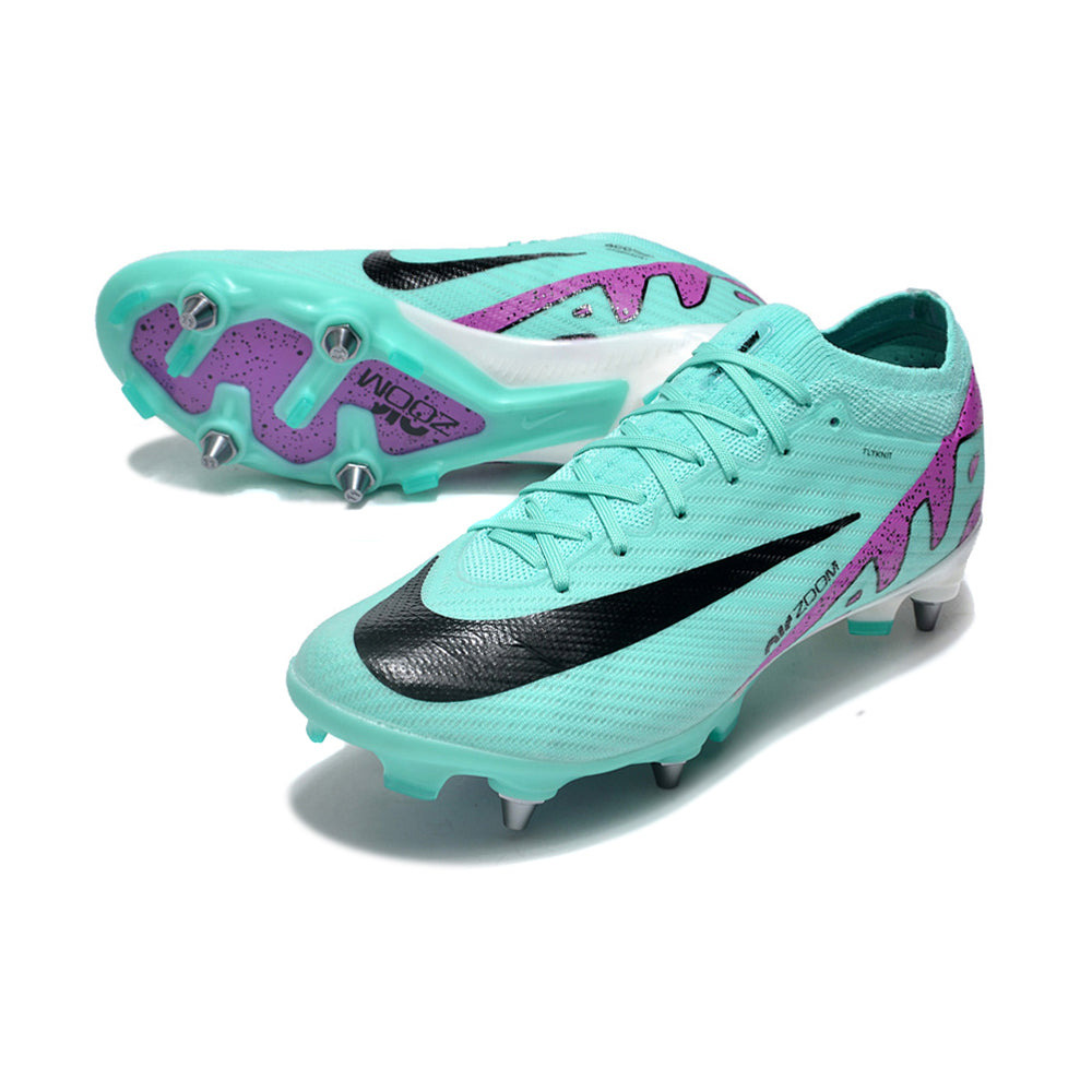 Chuteira Campo Nike Air Zoom Mercurial Vapor 15 Elite Trava Mista Azul e Roxa 