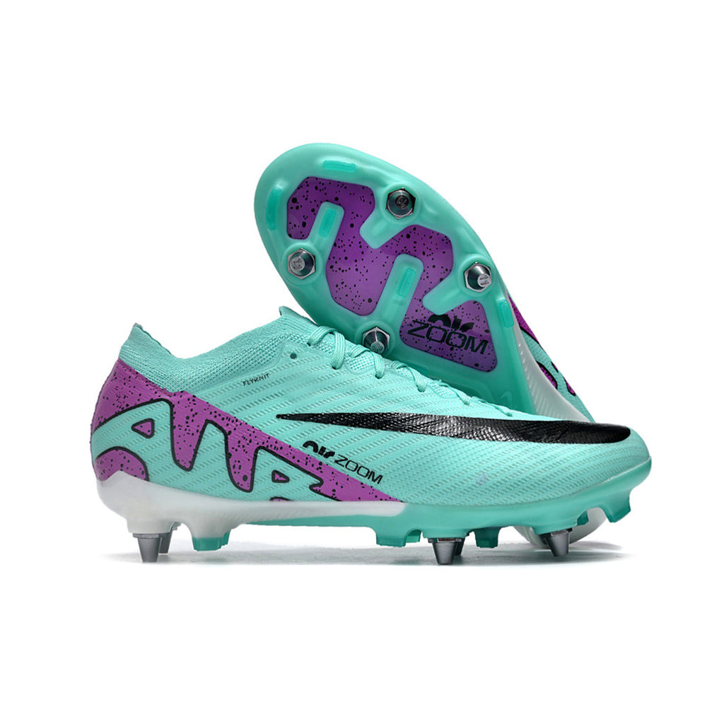 Chuteira Campo Nike Air Zoom Mercurial Vapor 15 Elite Trava Mista Azul e Roxa 