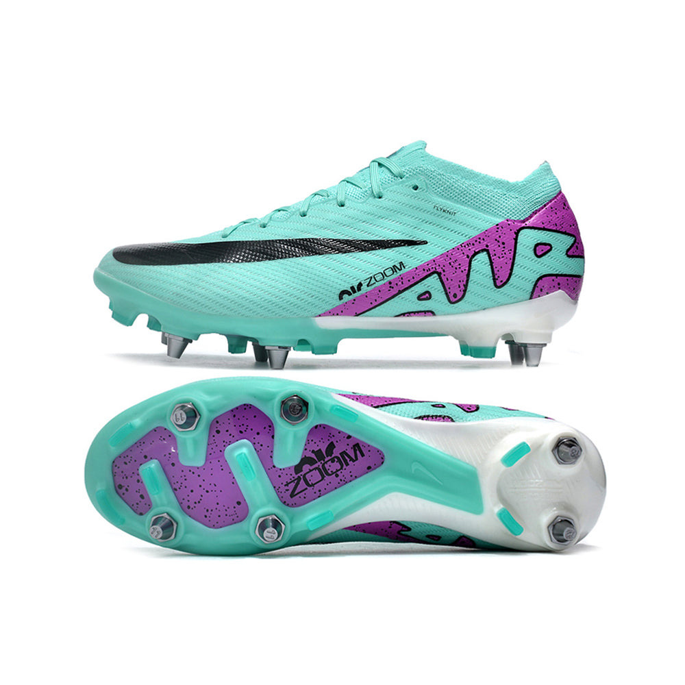 Chuteira Campo Nike Air Zoom Mercurial Vapor 15 Elite Trava Mista Azul e Roxa 