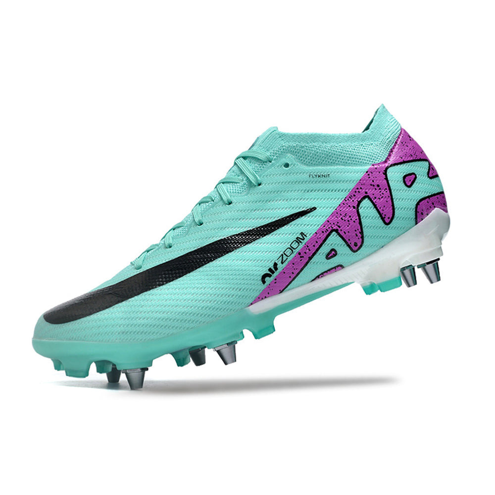 Chuteira Campo Nike Air Zoom Mercurial Vapor 15 Elite Trava Mista Azul e Roxa 