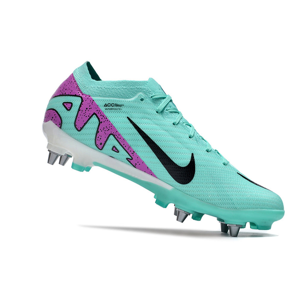 Chuteira Campo Nike Air Zoom Mercurial Vapor 15 Elite Trava Mista Azul e Roxa 