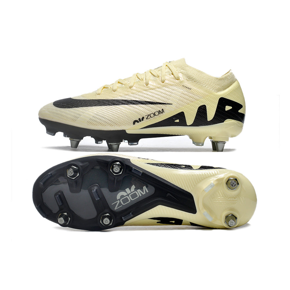 Chuteira Campo Nike Air Zoom Mercurial Vapor 15 Elite Trava Mista Bege e Preta 