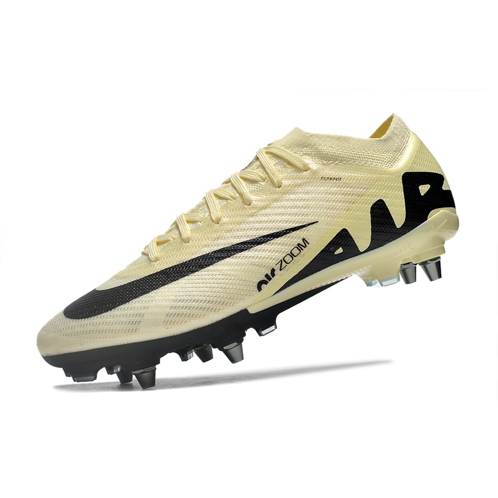 Chuteira Campo Nike Air Zoom Mercurial Vapor 15 Elite Trava Mista Bege e Preta 