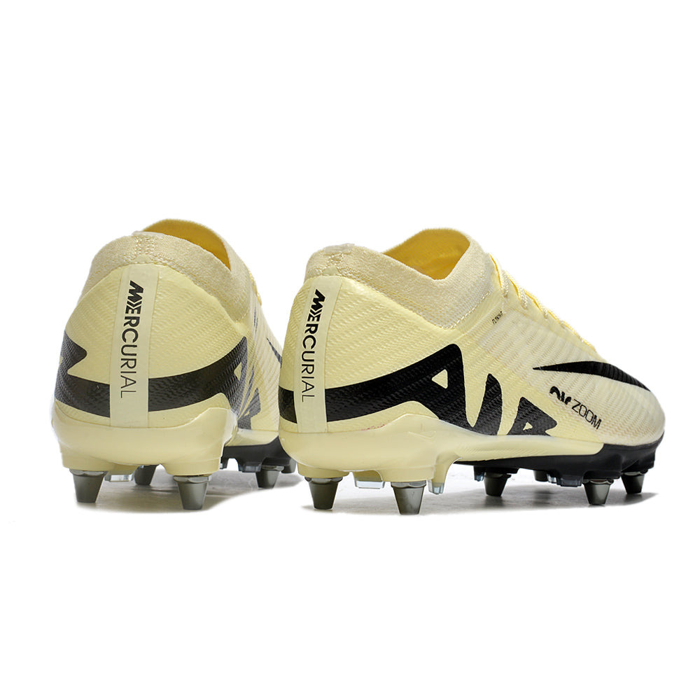 Chuteira Campo Nike Air Zoom Mercurial Vapor 15 Elite Trava Mista Bege e Preta 