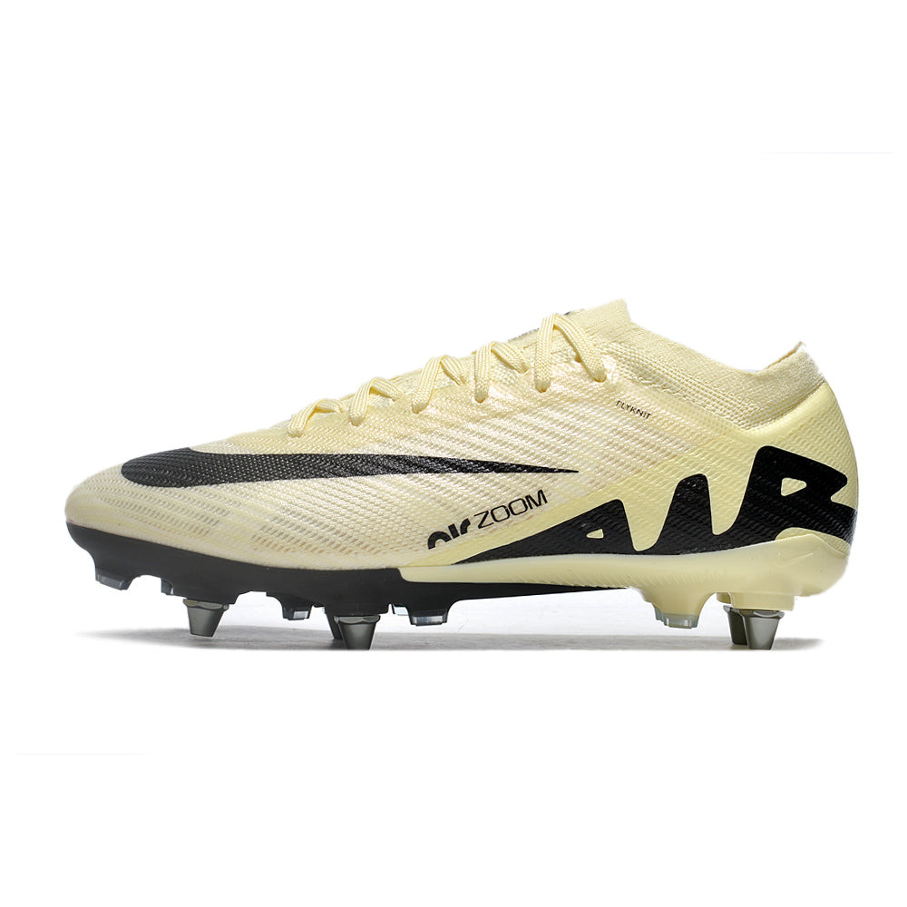 Chuteira Campo Nike Air Zoom Mercurial Vapor 15 Elite Trava Mista Bege e Preta 