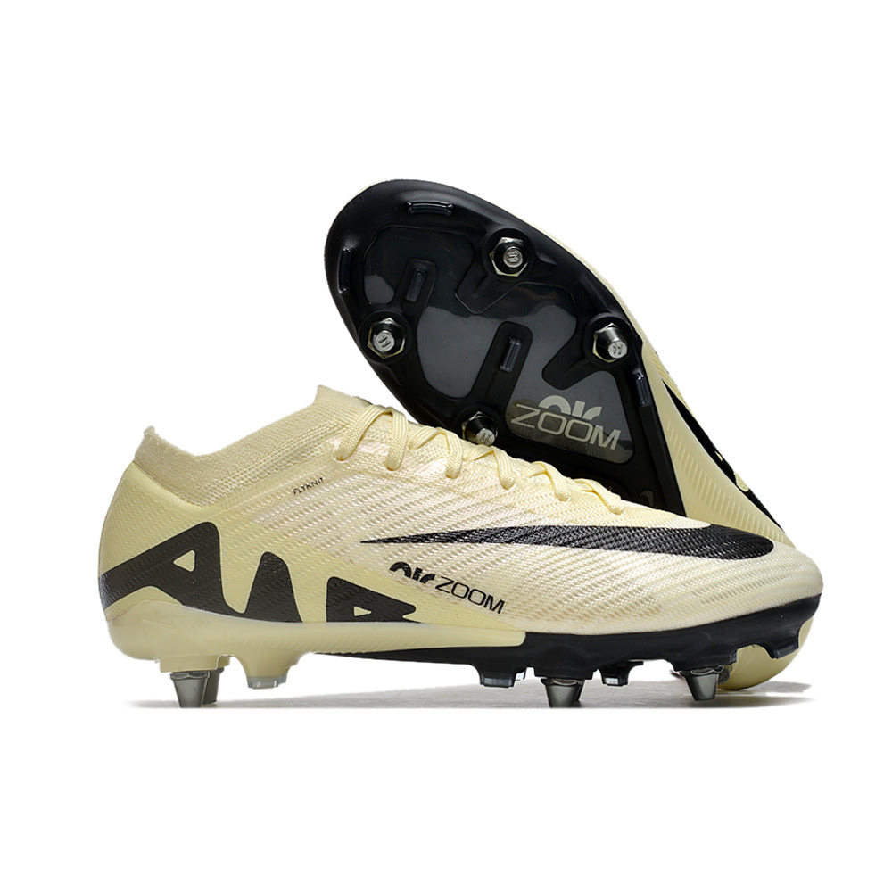 Chuteira Campo Nike Air Zoom Mercurial Vapor 15 Elite Trava Mista Bege e Preta 