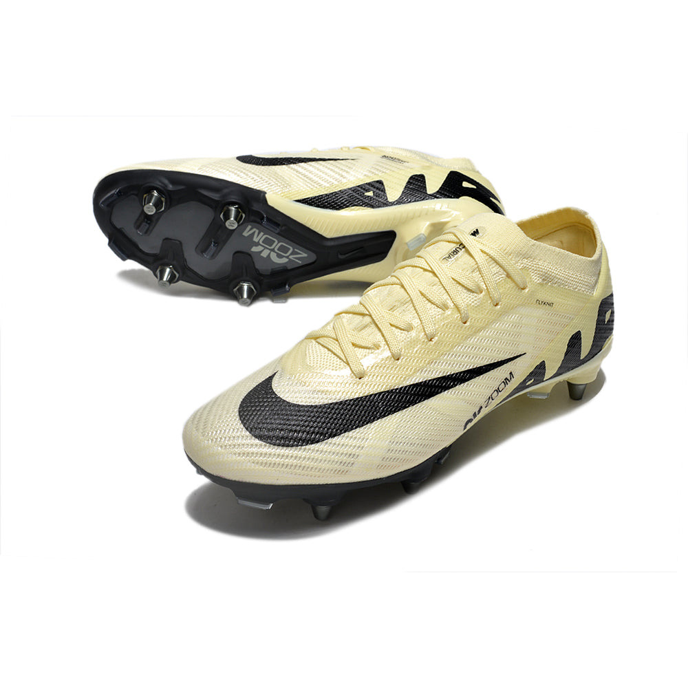 Chuteira Campo Nike Air Zoom Mercurial Vapor 15 Elite Trava Mista Bege e Preta 