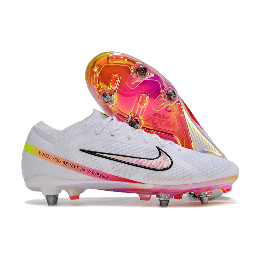 Chuteira Campo Nike Air Zoom Mercurial Vapor 15 Elite Trava Mista Branca 