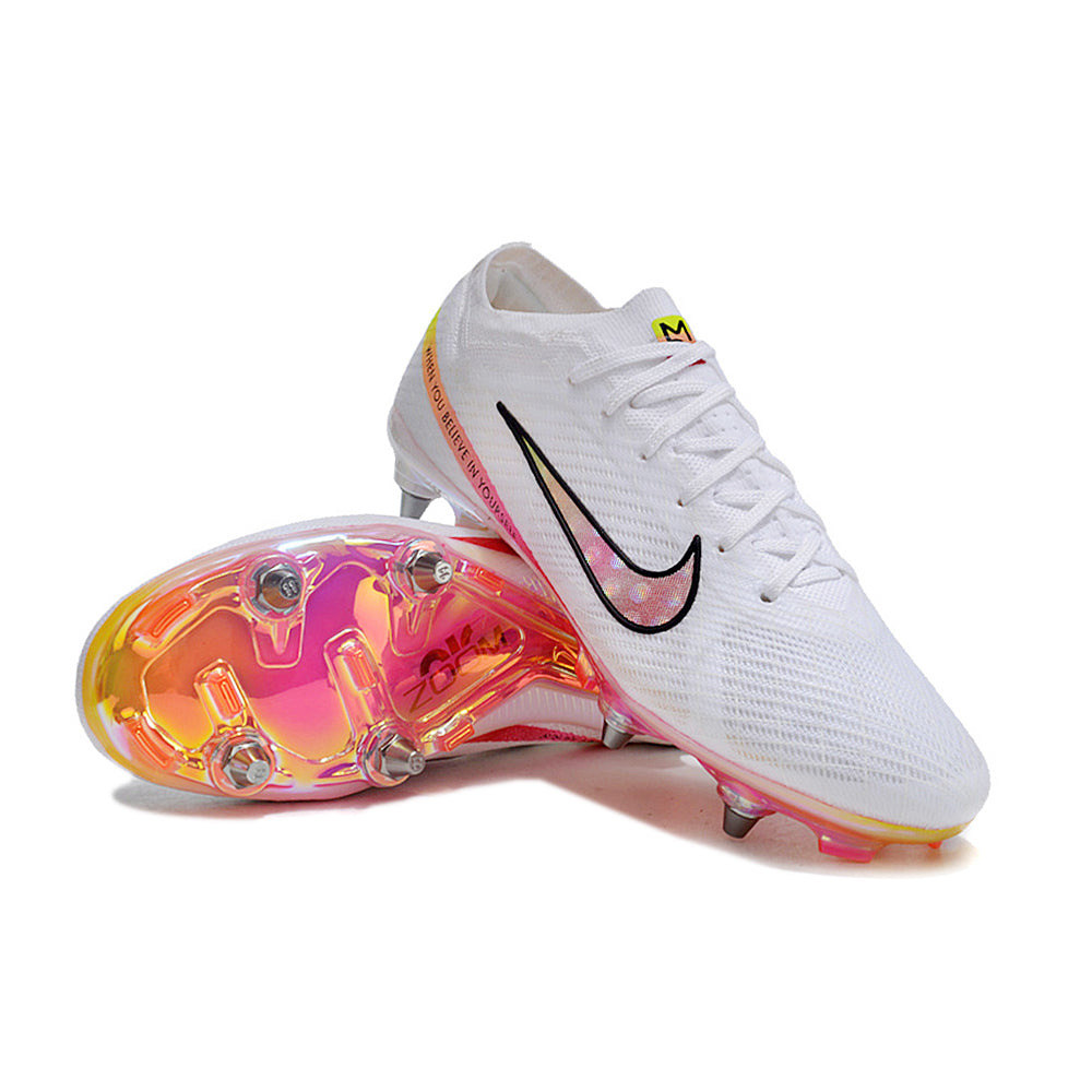 Chuteira Campo Nike Air Zoom Mercurial Vapor 15 Elite Trava Mista Branca 