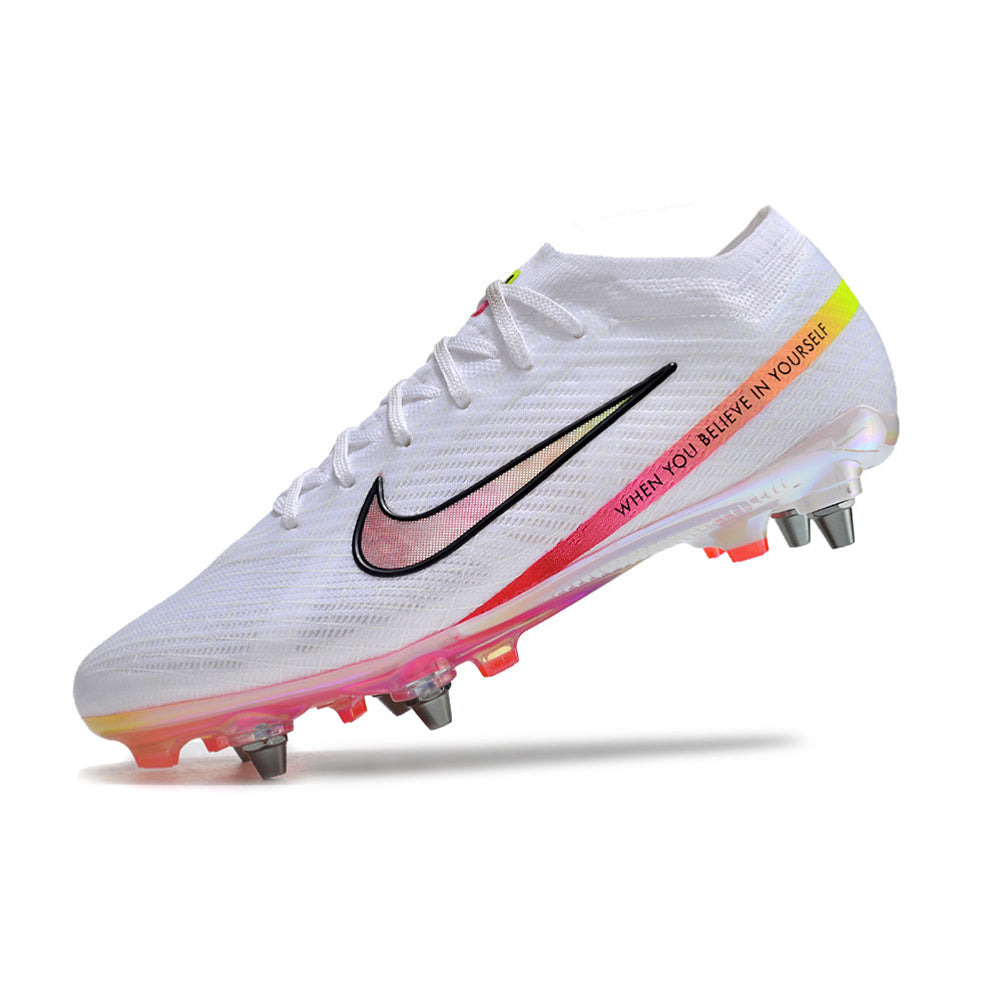 Chuteira Campo Nike Air Zoom Mercurial Vapor 15 Elite Trava Mista Branca 
