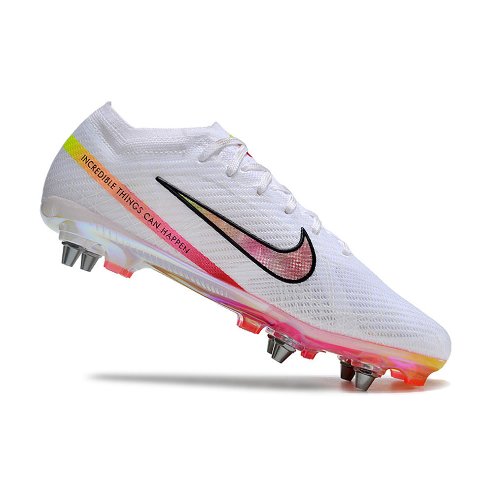 Chuteira Campo Nike Air Zoom Mercurial Vapor 15 Elite Trava Mista Branca 