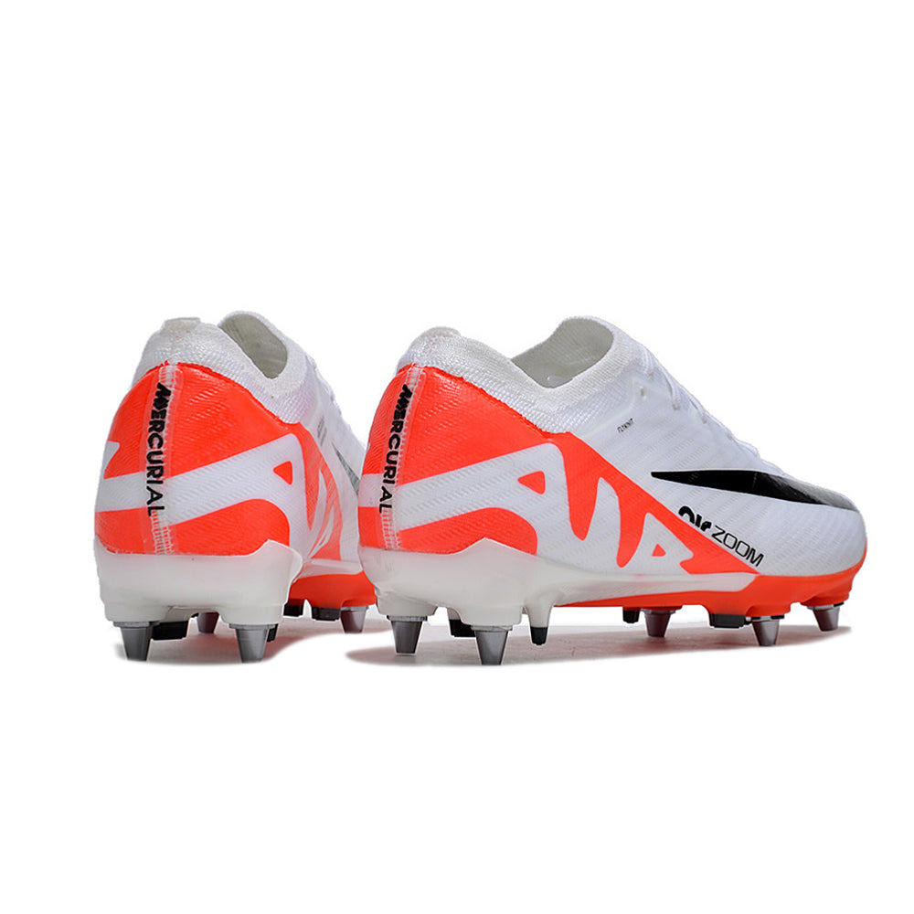 Chuteira Campo Nike Air Zoom Mercurial Vapor 15 Elite Trava Mista Branca e Laranja 