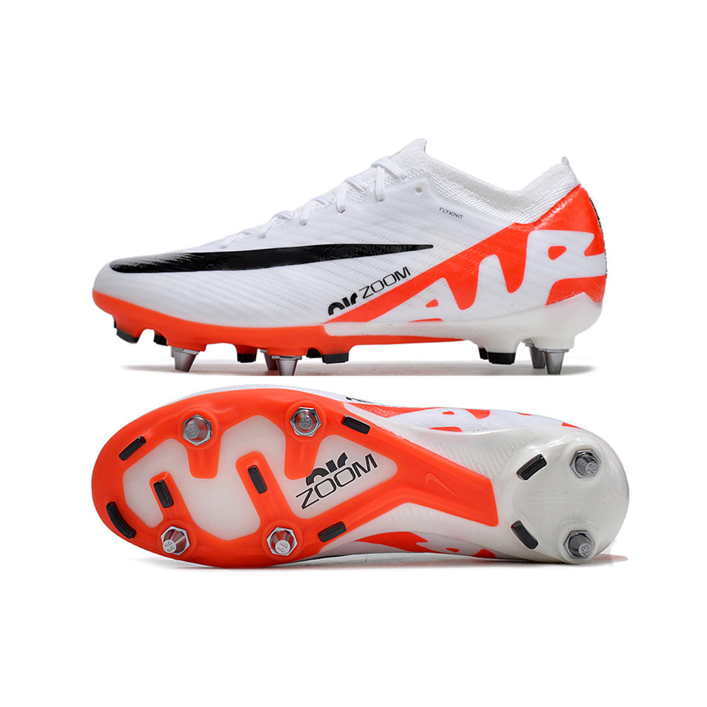 Chuteira Campo Nike Air Zoom Mercurial Vapor 15 Elite Trava Mista Branca e Laranja 
