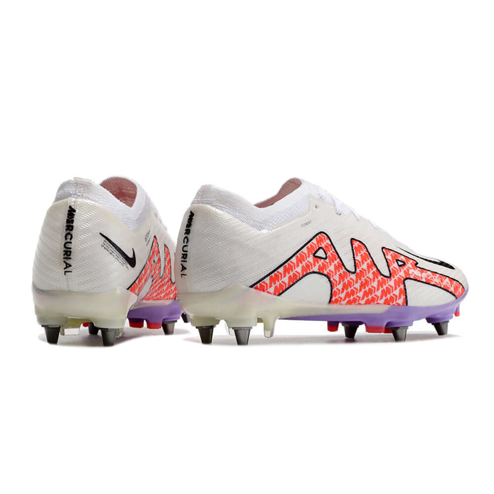 Chuteira Campo Nike Air Zoom Mercurial Vapor 15 Elite Trava Mista Branca e Roxa 