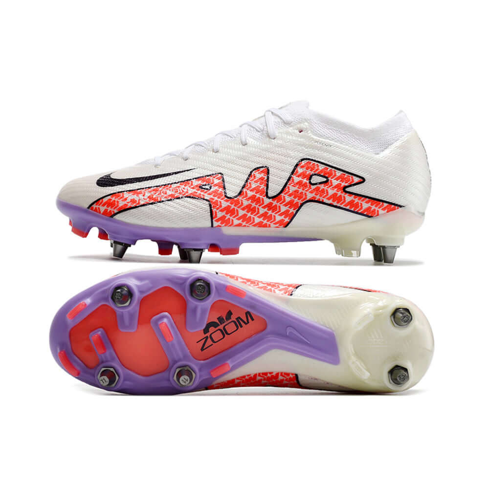 Chuteira Campo Nike Air Zoom Mercurial Vapor 15 Elite Trava Mista Branca e Roxa 