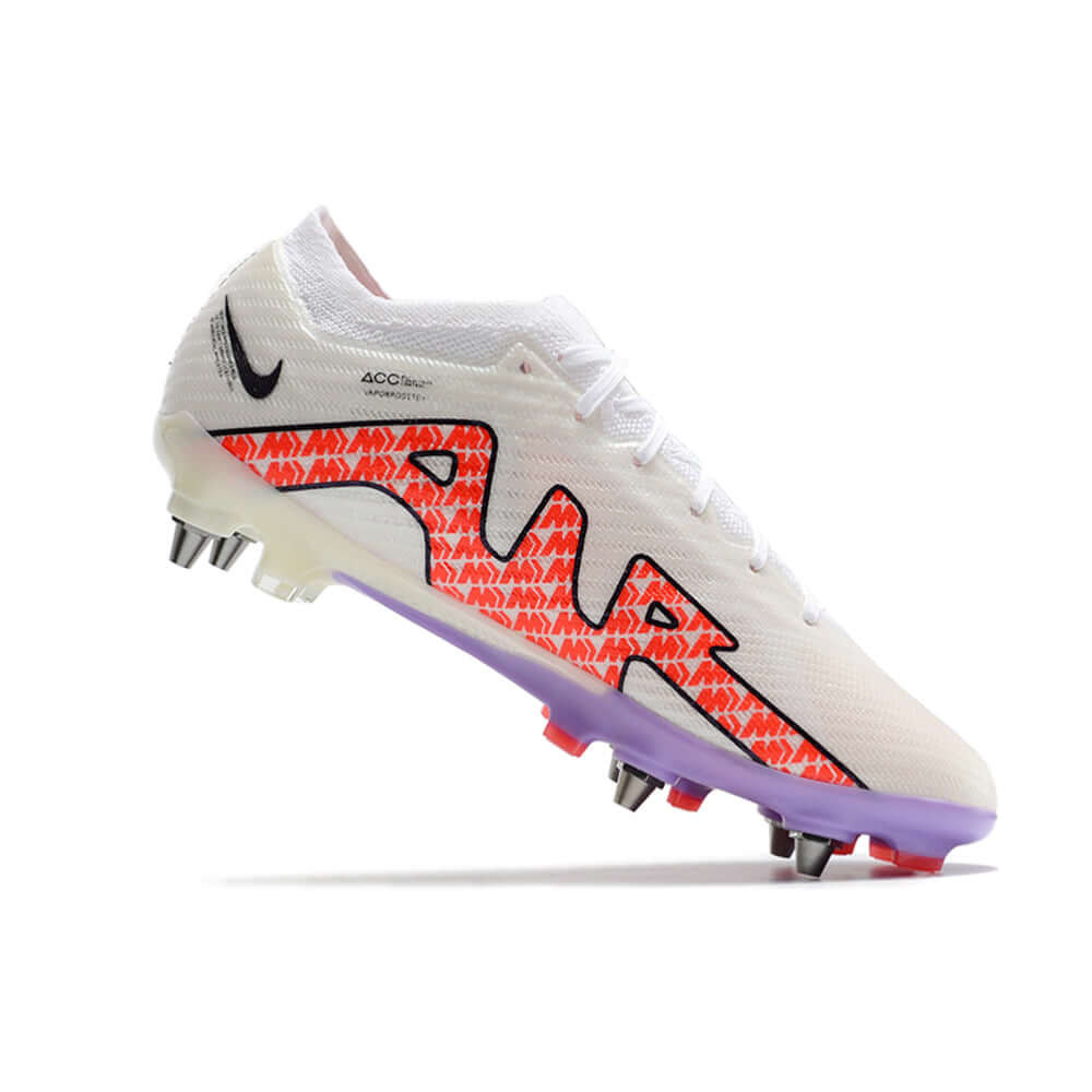 Chuteira Campo Nike Air Zoom Mercurial Vapor 15 Elite Trava Mista Branca e Roxa 