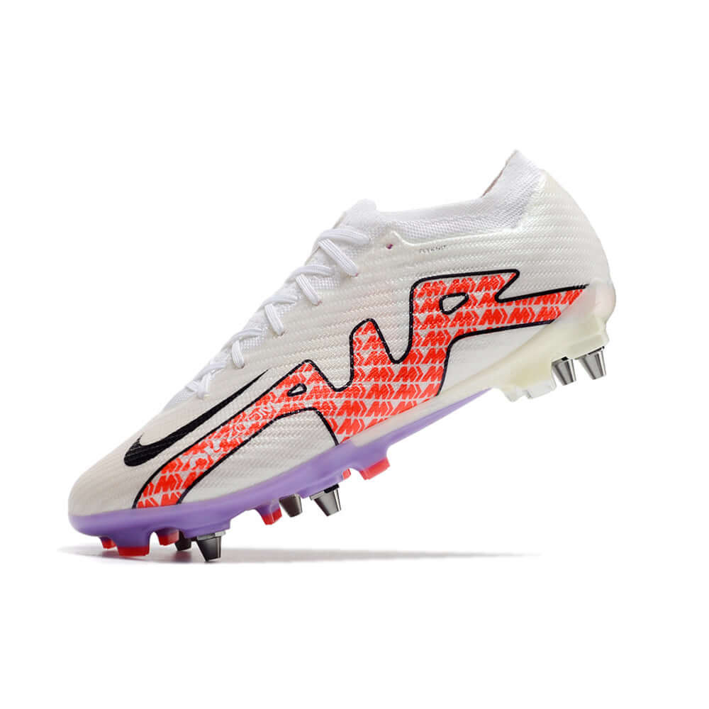 Chuteira Campo Nike Air Zoom Mercurial Vapor 15 Elite Trava Mista Branca e Roxa 