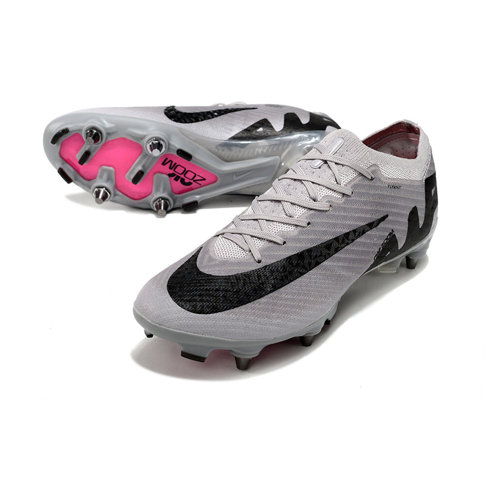 Chuteira Campo Nike Air Zoom Mercurial Vapor 15 Elite Trava Mista Prata e Preta 