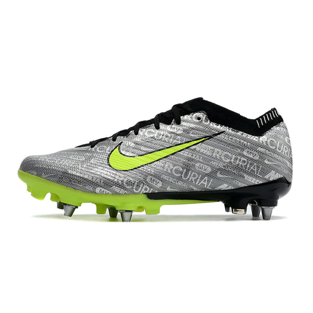 Chuteira Campo Nike Air Zoom Mercurial Vapor 15 Elite Trava Mista Prata e Verde 