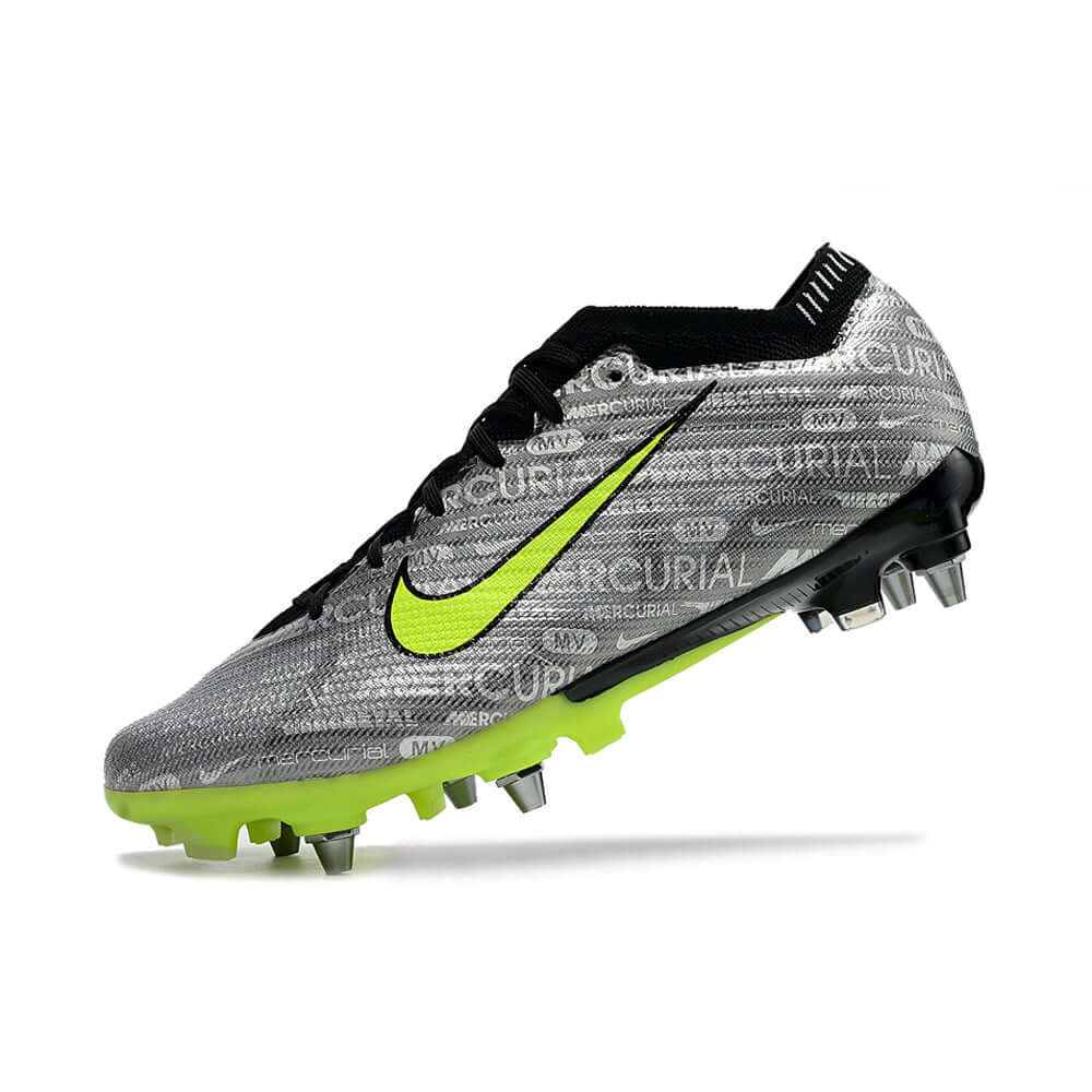 Chuteira Campo Nike Air Zoom Mercurial Vapor 15 Elite Trava Mista Prata e Verde 