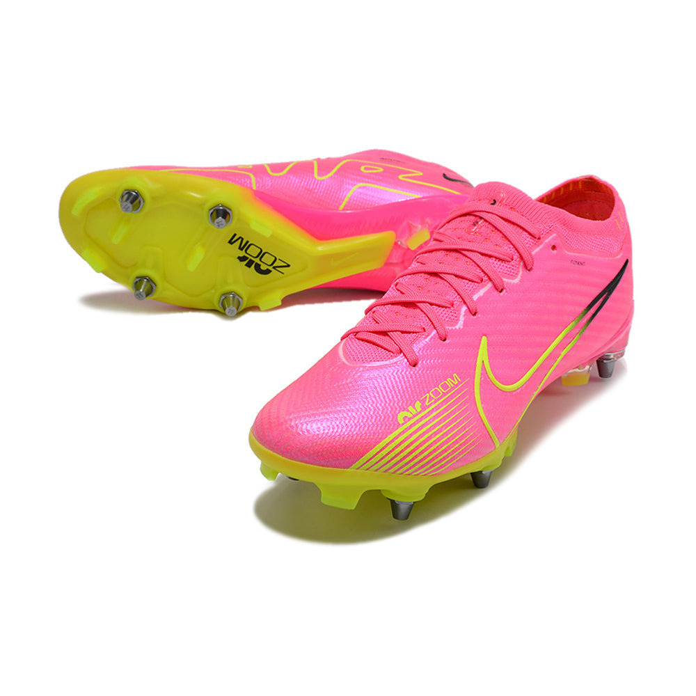 Chuteira Campo Nike Air Zoom Mercurial Vapor 15 Elite Trava Mista Rosa e Verde 