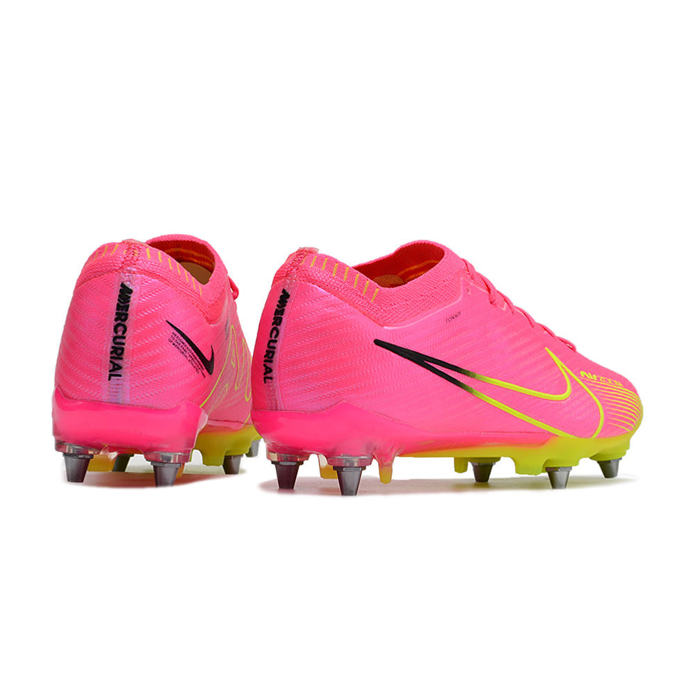 Chuteira Campo Nike Air Zoom Mercurial Vapor 15 Elite Trava Mista Rosa e Verde 