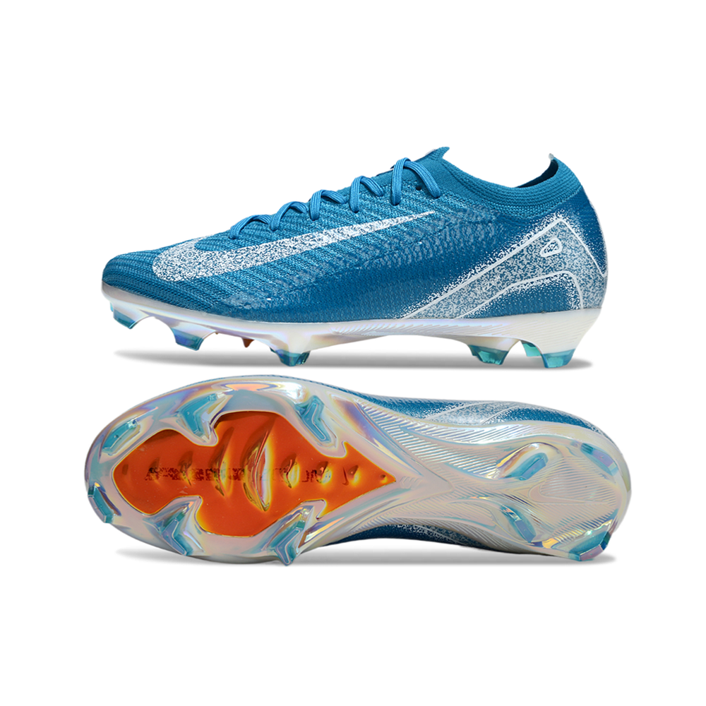 Chuteira Campo Nike Air Zoom Mercurial Vapor 16 Elite FG Azul e Branca