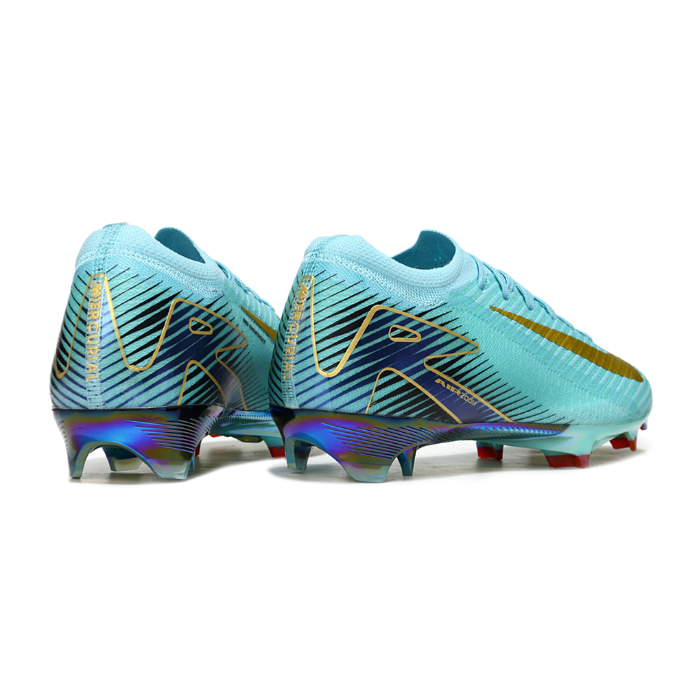 Chuteira Campo Nike Air Zoom Mercurial Vapor 16 Elite FG Azul e Dourado