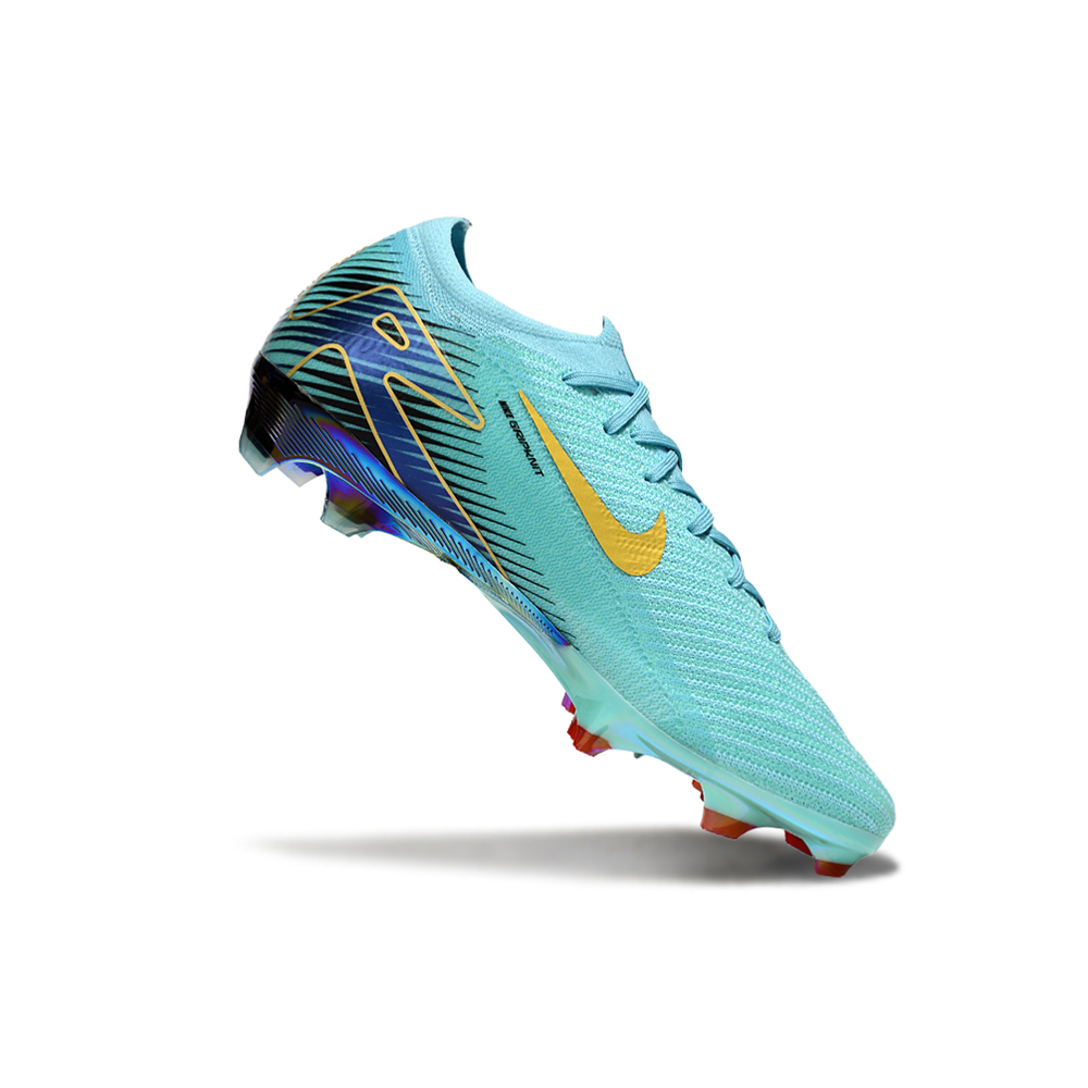 Chuteira Campo Nike Air Zoom Mercurial Vapor 16 Elite FG Azul e Dourado