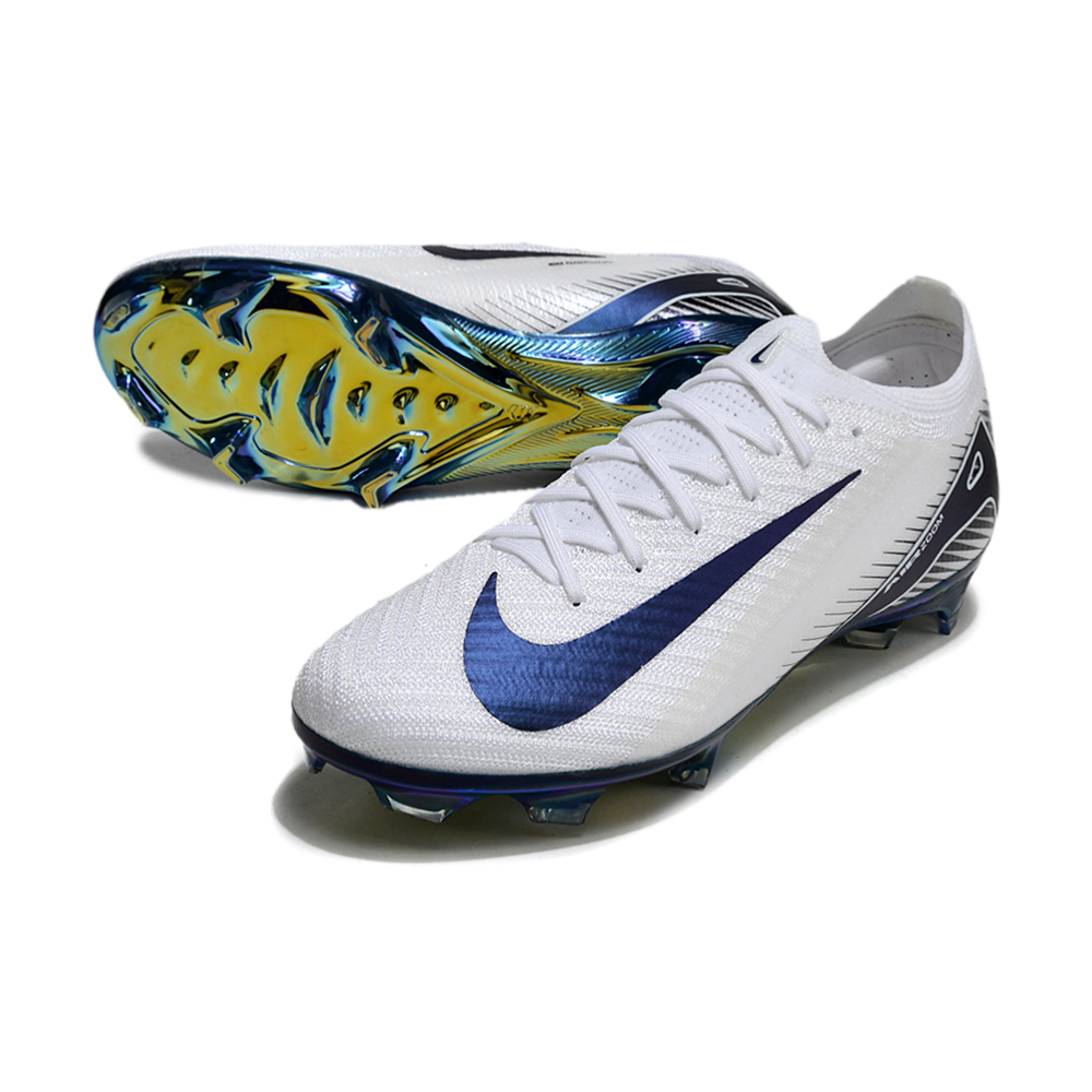 Chuteira Campo Nike Air Zoom Mercurial Vapor 16 Elite FG Branca e Azul