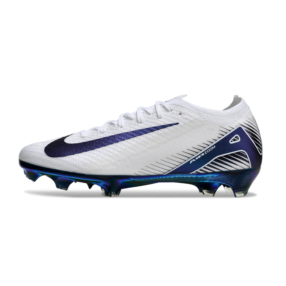 Chuteira Campo Nike Air Zoom Mercurial Vapor 16 Elite FG Branca e Azul