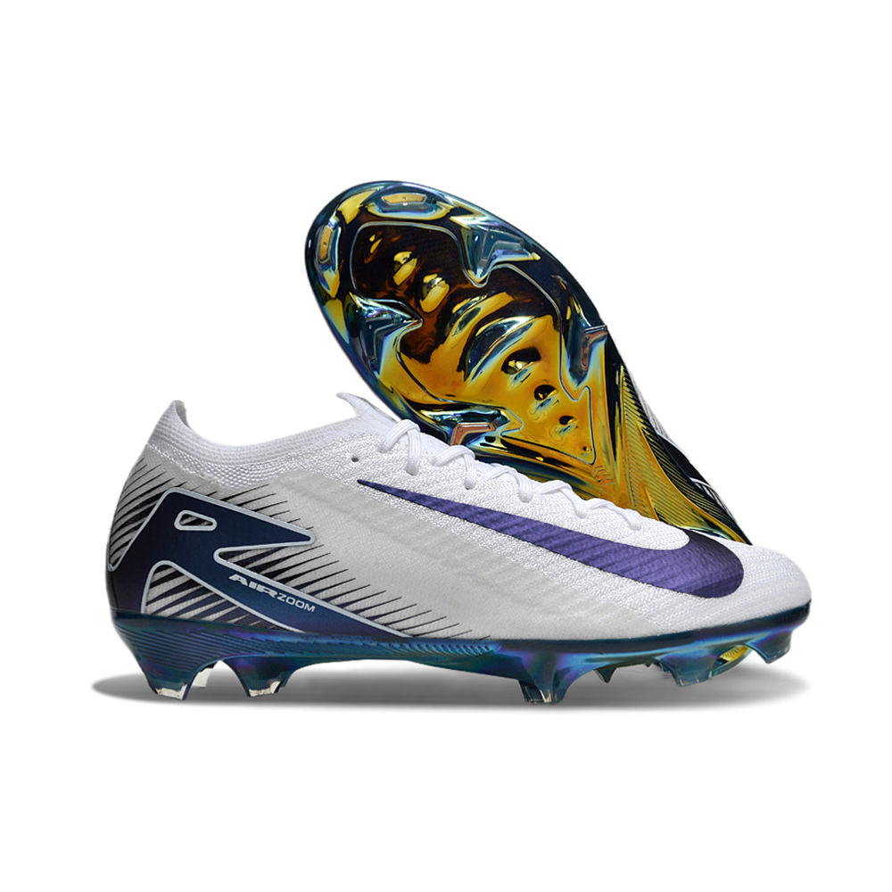 Chuteira Campo Nike Air Zoom Mercurial Vapor 16 Elite FG Branca e Azul