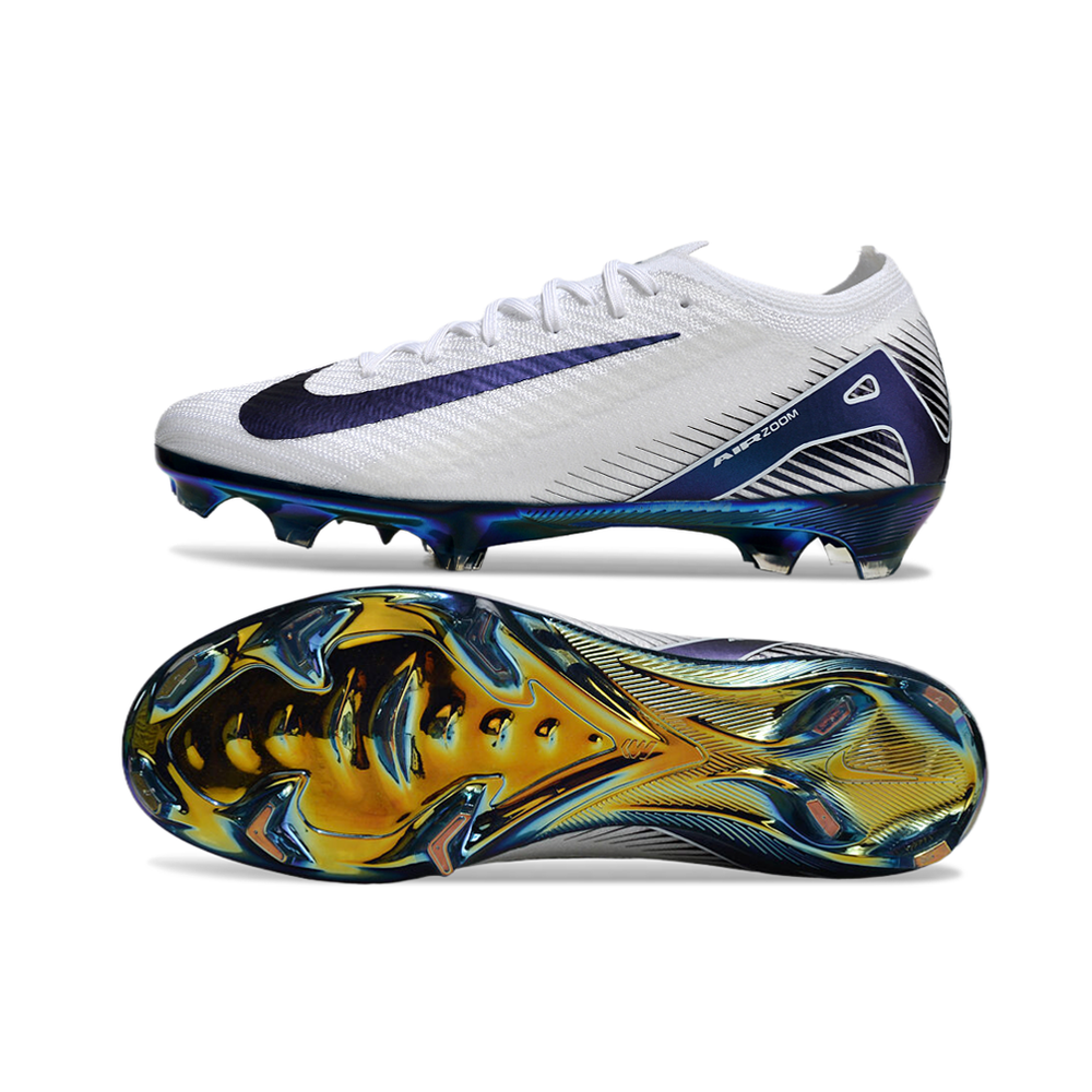 Chuteira Campo Nike Air Zoom Mercurial Vapor 16 Elite FG Branca e Azul