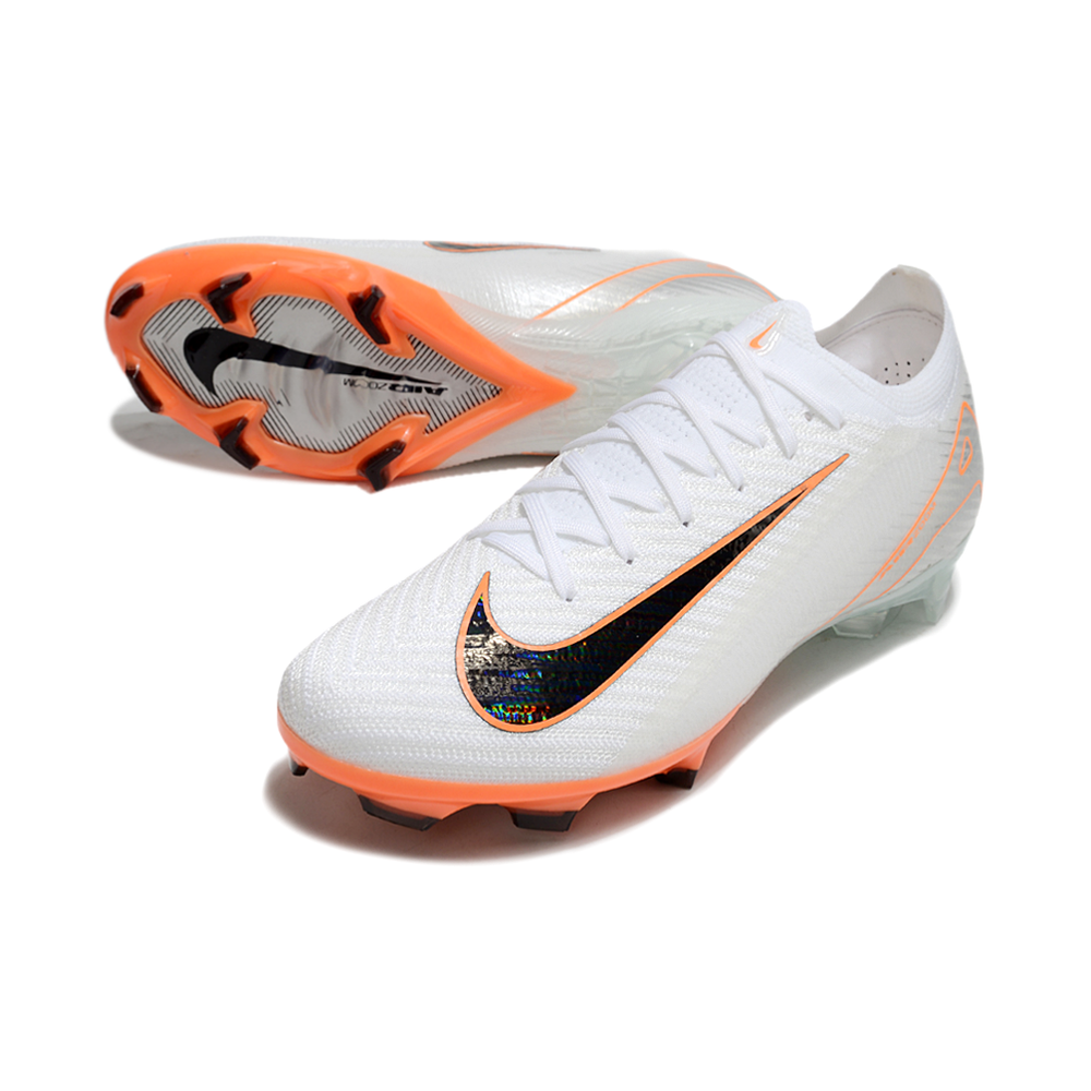 Chuteira Campo Nike Air Zoom Mercurial Vapor 16 Elite FG Branca e Laranja
