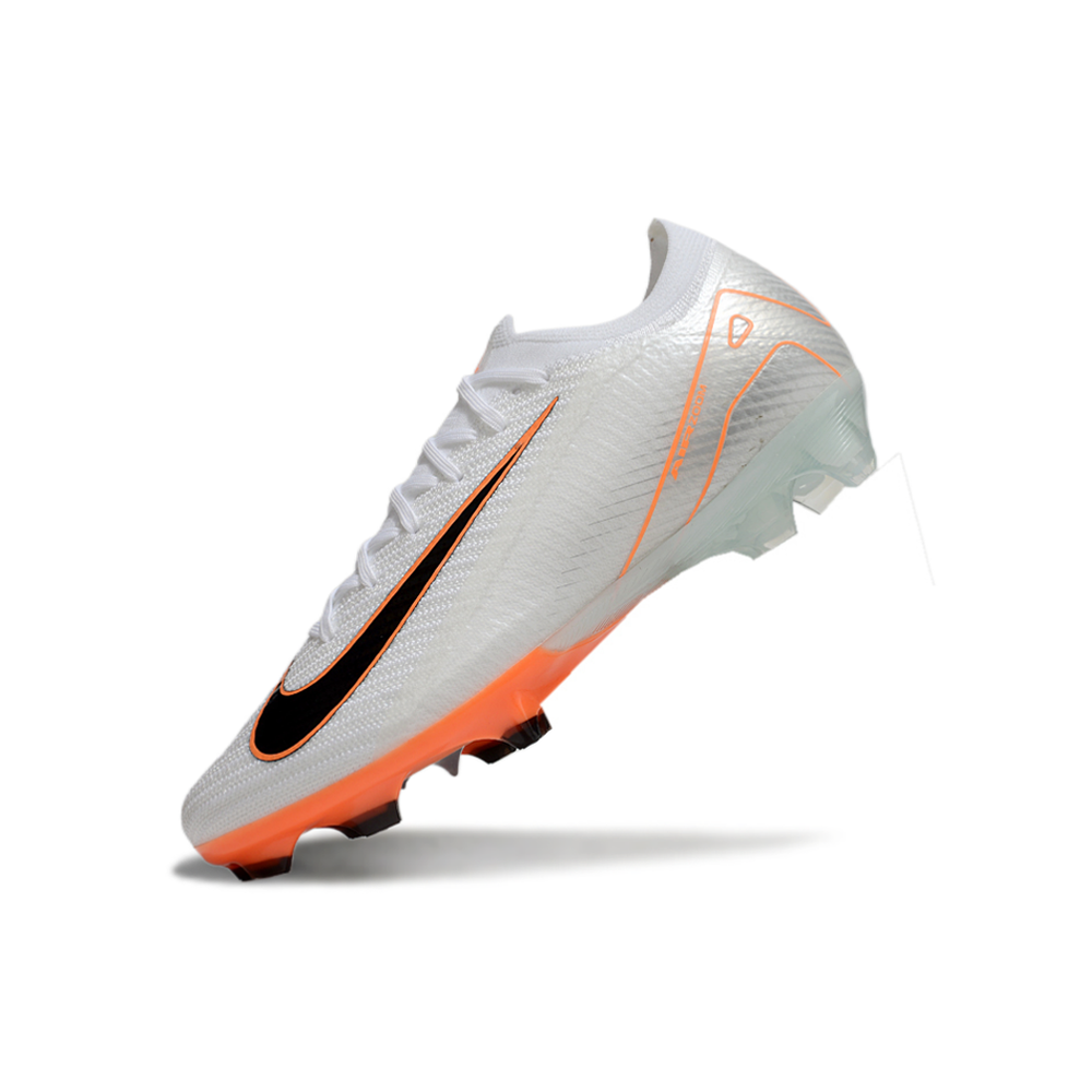Chuteira Campo Nike Air Zoom Mercurial Vapor 16 Elite FG Branca e Laranja