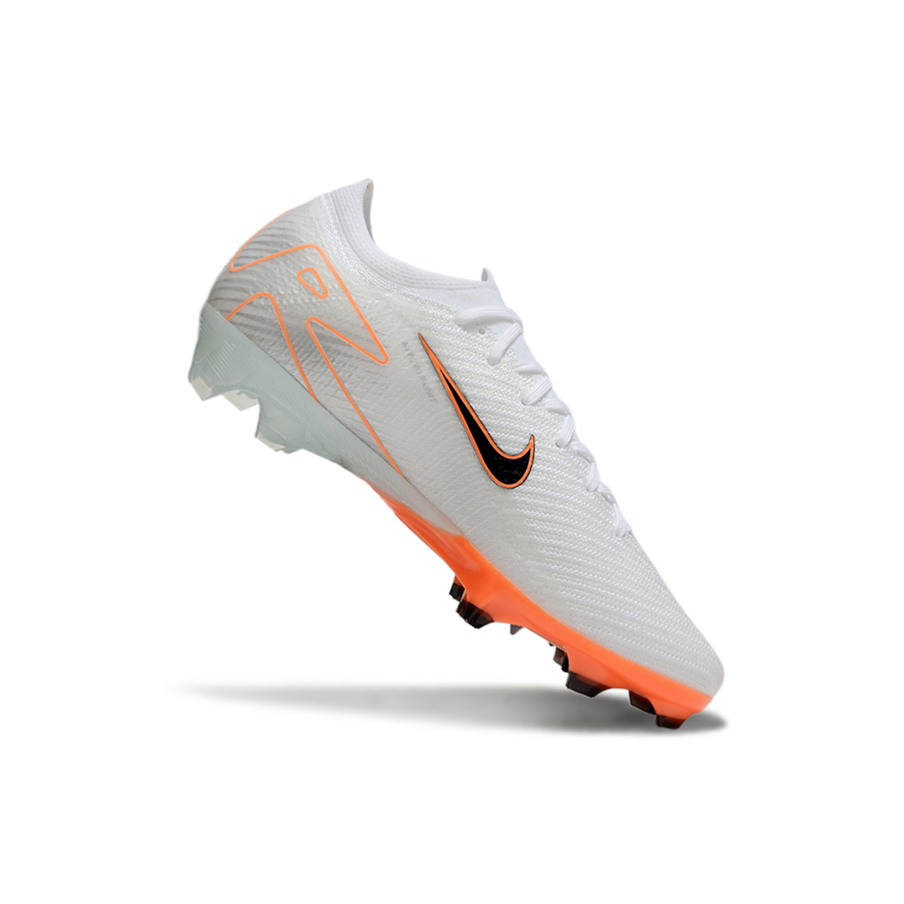 Chuteira Campo Nike Air Zoom Mercurial Vapor 16 Elite FG Branca e Laranja