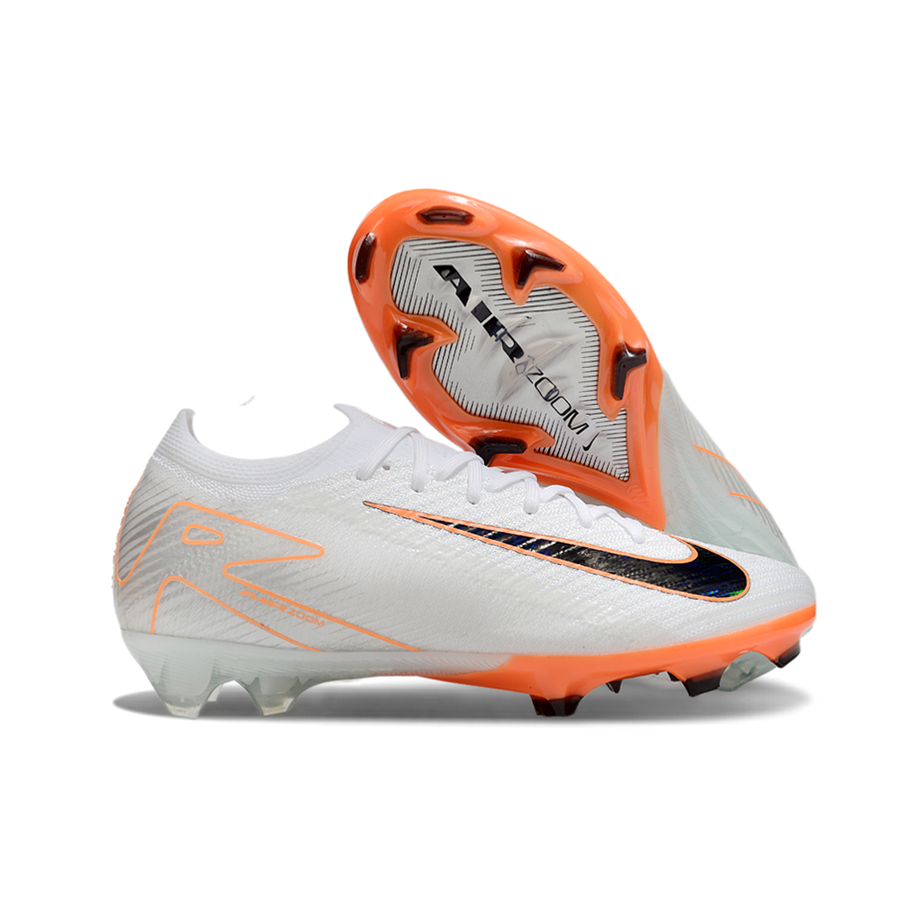 Chuteira Campo Nike Air Zoom Mercurial Vapor 16 Elite FG Branca e Laranja