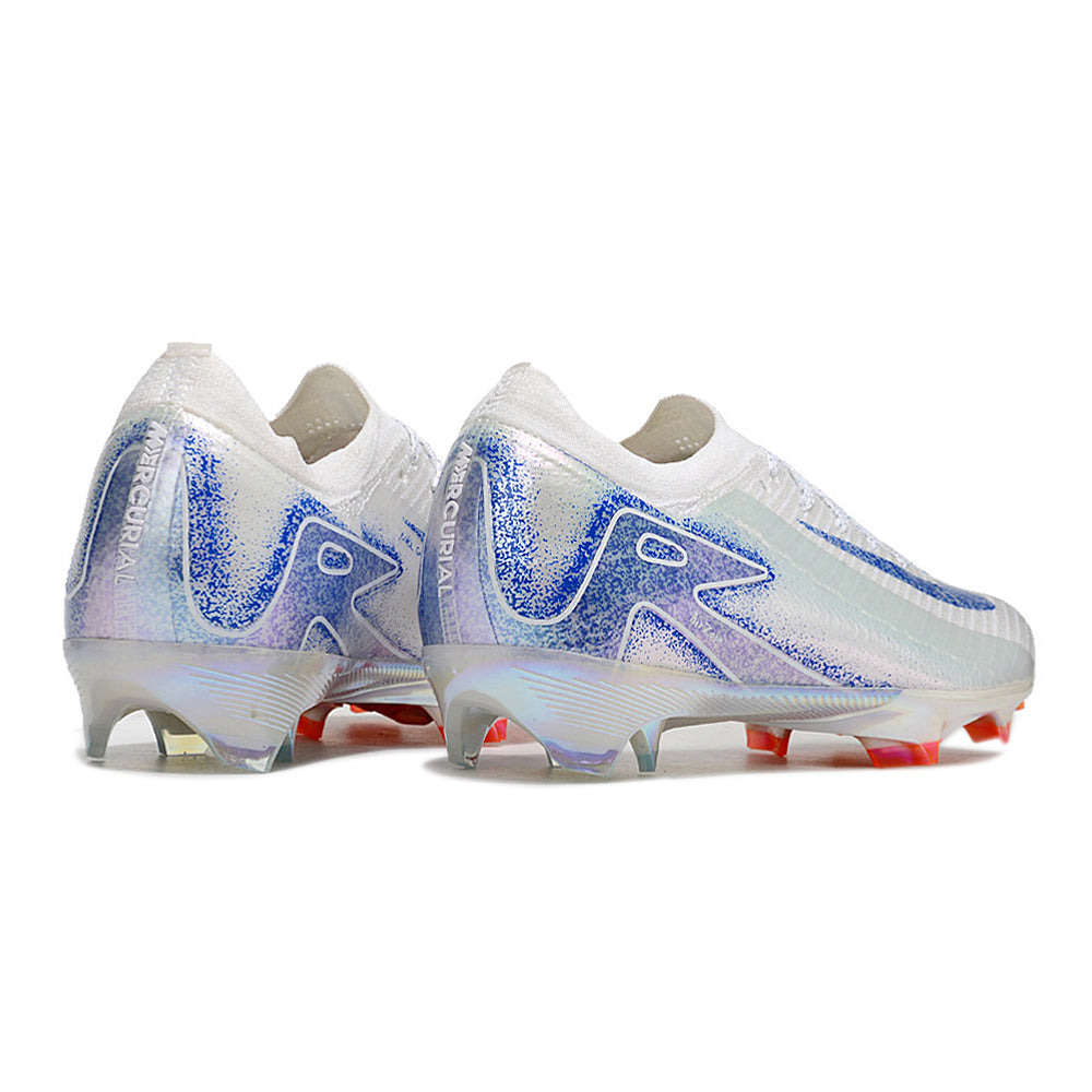 Chuteira Campo Nike Air Zoom Mercurial Vapor 16 Elite FG Branca, Azul e Laranja 