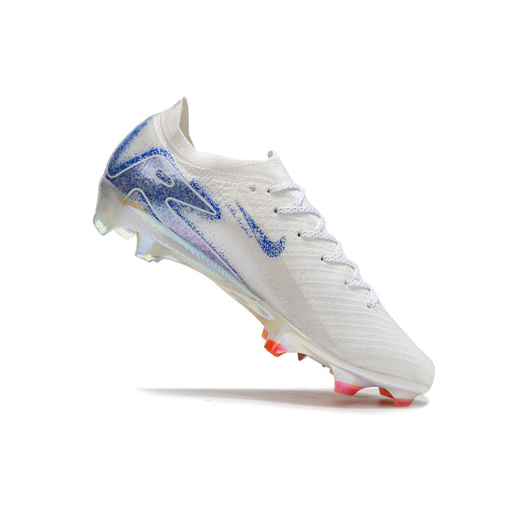 Chuteira Campo Nike Air Zoom Mercurial Vapor 16 Elite FG Branca, Azul e Laranja 