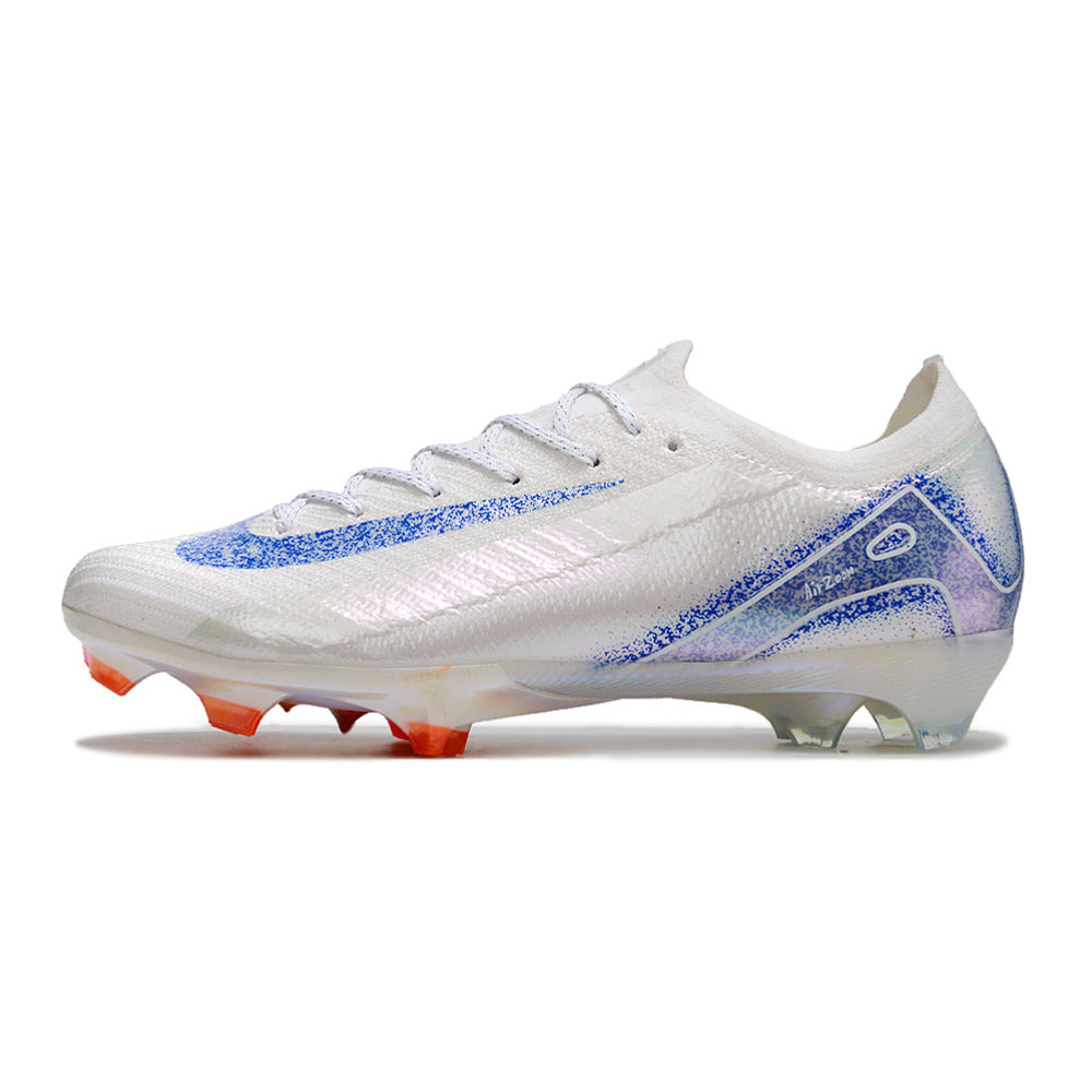 Chuteira Campo Nike Air Zoom Mercurial Vapor 16 Elite FG Branca, Azul e Laranja 
