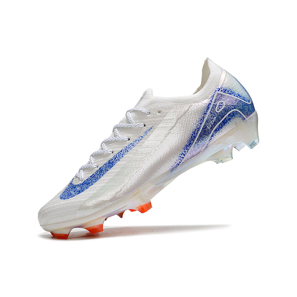 Chuteira Campo Nike Air Zoom Mercurial Vapor 16 Elite FG Branca, Azul e Laranja 