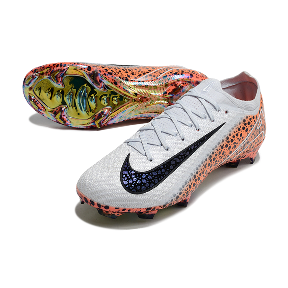 Chuteira Campo Nike Air Zoom Mercurial Vapor 16 Elite FG Branca, Laranja e Preto 