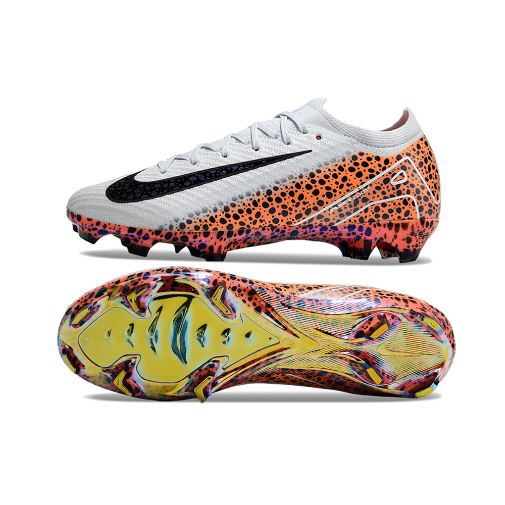 Chuteira Campo Nike Air Zoom Mercurial Vapor 16 Elite FG Branca, Laranja e Preto 