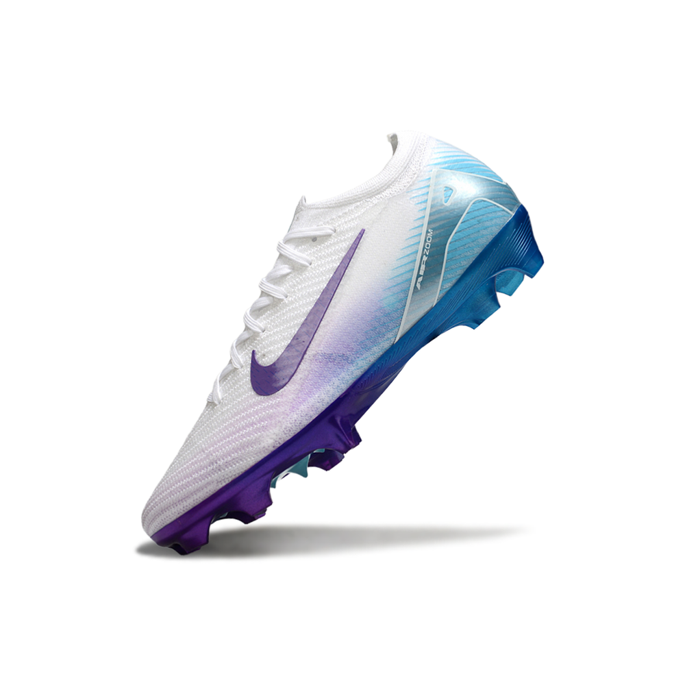 Chuteira Campo Nike Air Zoom Mercurial Vapor 16 Elite FG Branco, Roxo e Azul 