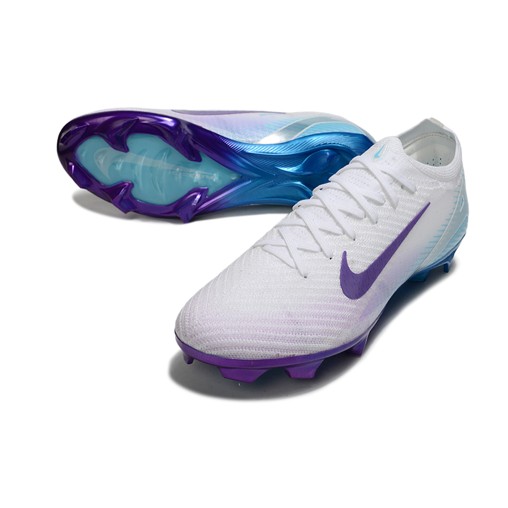 Chuteira Campo Nike Air Zoom Mercurial Vapor 16 Elite FG Branco, Roxo e Azul 