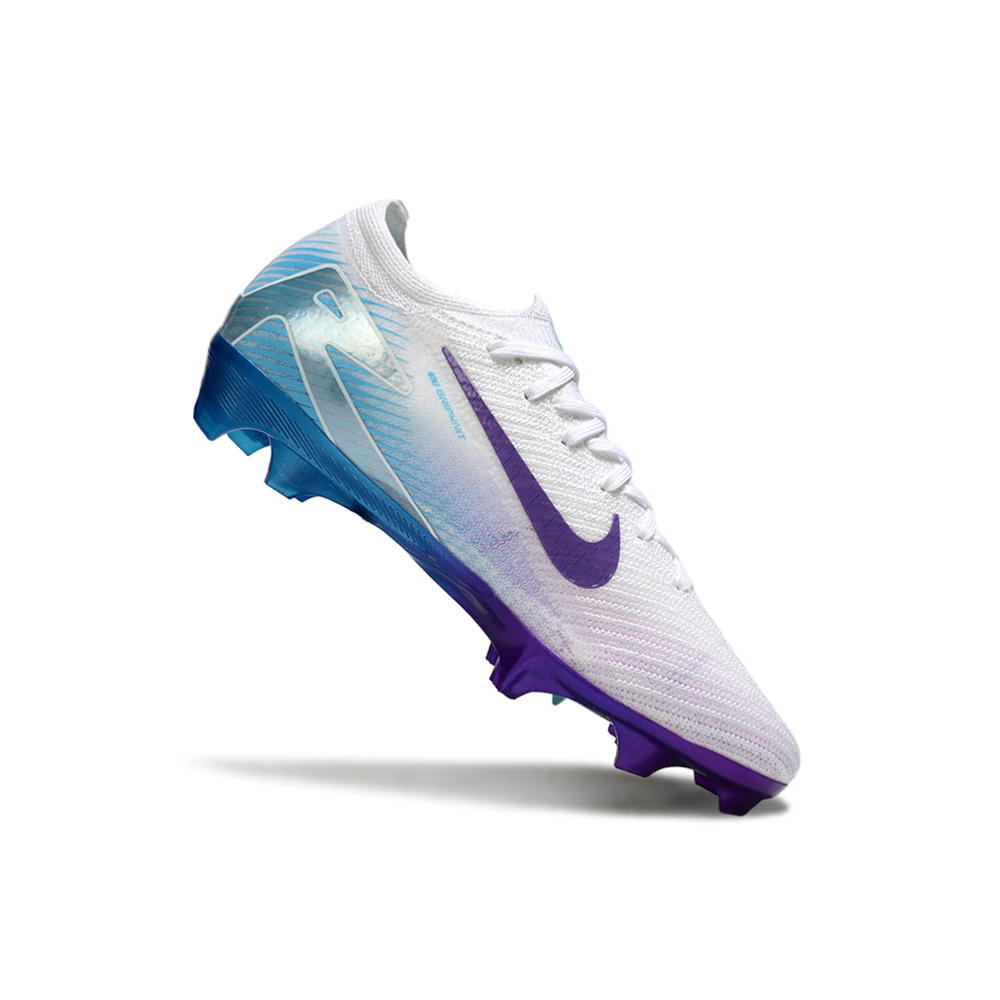 Chuteira Campo Nike Air Zoom Mercurial Vapor 16 Elite FG Branco, Roxo e Azul 