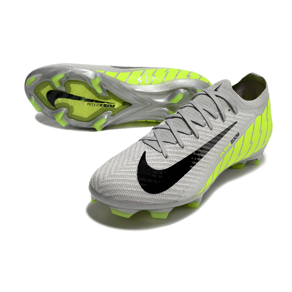 Chuteira Campo Nike Air Zoom Mercurial Vapor 16 Elite FG Cinza e Verde