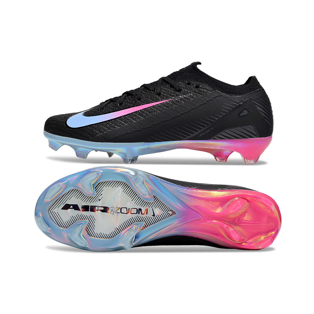 Chuteira Campo Nike Air Zoom Mercurial Vapor 16 Elite FG Preta, Rosa e Azul