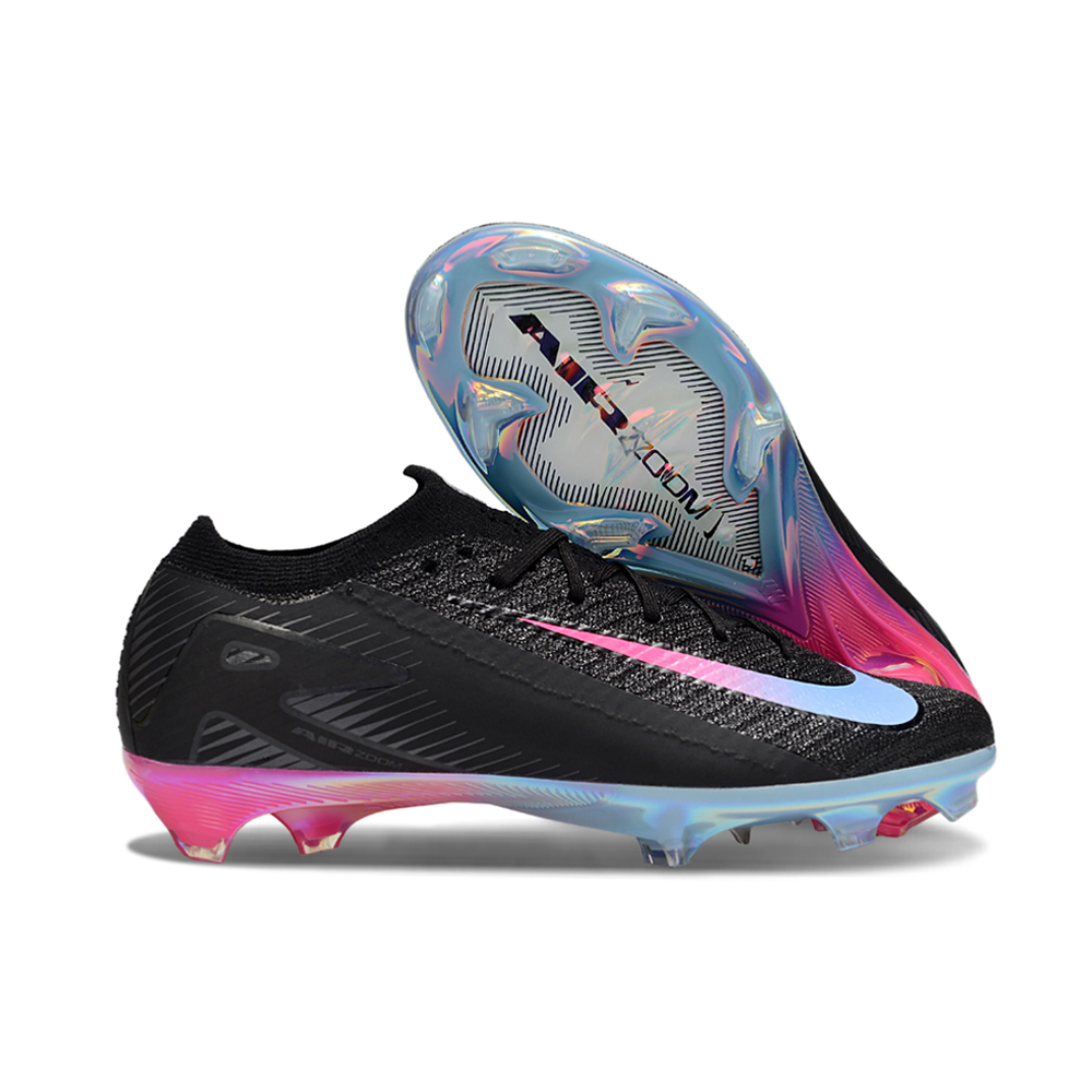 Chuteira Campo Nike Air Zoom Mercurial Vapor 16 Elite FG Preta, Rosa e Azul