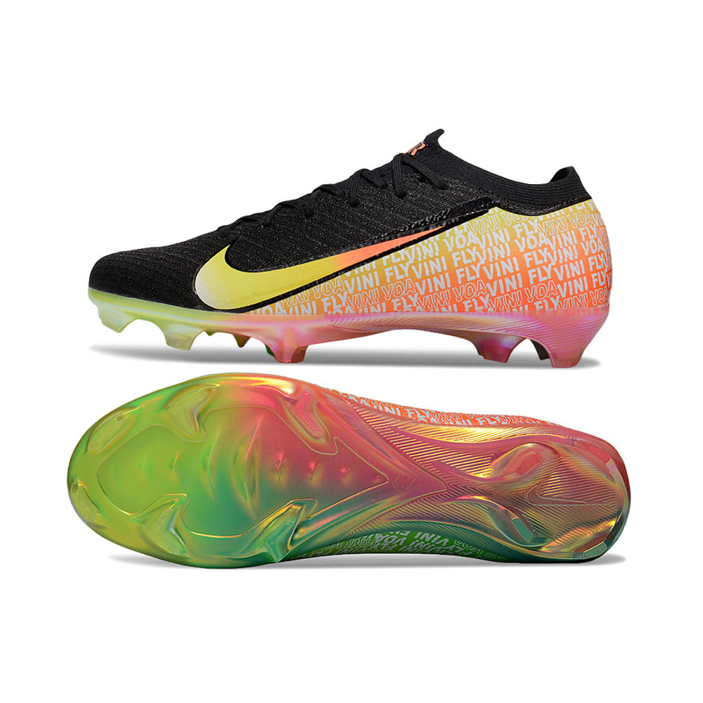 Chuteira Campo Nike Air Zoom Mercurial Vapor 16 Elite FG Preto, Laranja e Amarelo 